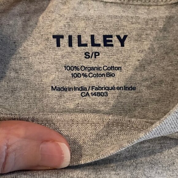 Tilley SS Casual Boyfriend Cut 100% Organic Cotton T Shirt Grey + White NIB - Picture 4 of 7